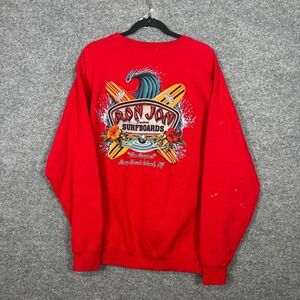 Ron Jon Surf Shop Sweatshirt Mens XL Red Long Beach Island Fleece Pullover